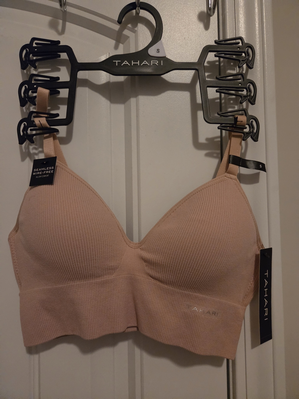 Tahari Seamless Wire-Free Ribbed Bralette in Bare Nude